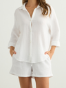 Aura Drawstring Shorts - White - Sumiye Co
