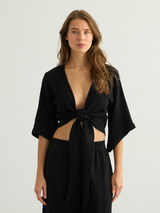 Aura Wrap Top - Black - Sumiye Co