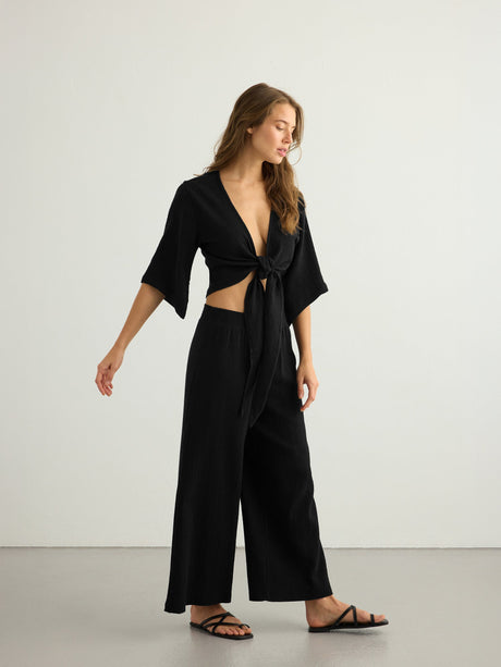 Aura Wrap Top - Black - Sumiye Co