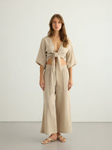 Aura Wrap Top - Oatmeal - Sumiye Co