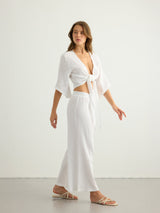 Aura Palazzo Pants - White - Sumiye Co