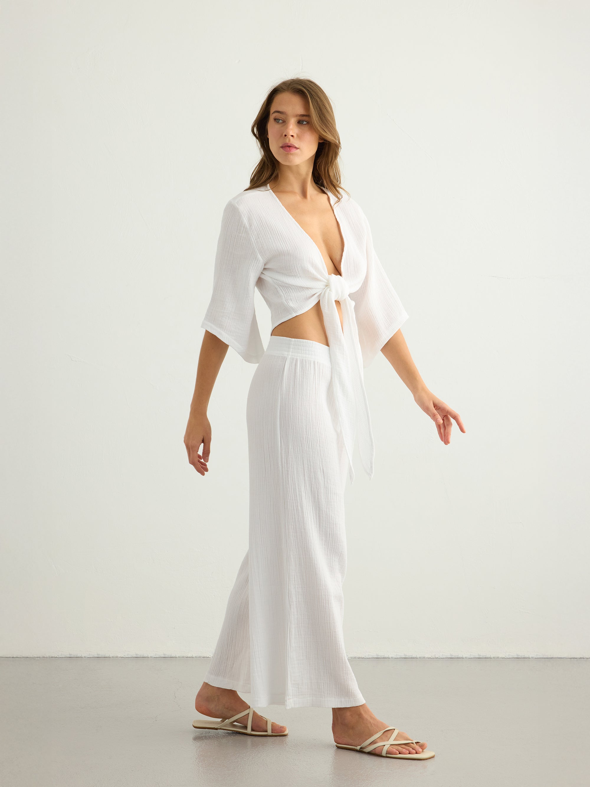 Aura Palazzo Pants - White - Sumiye Co