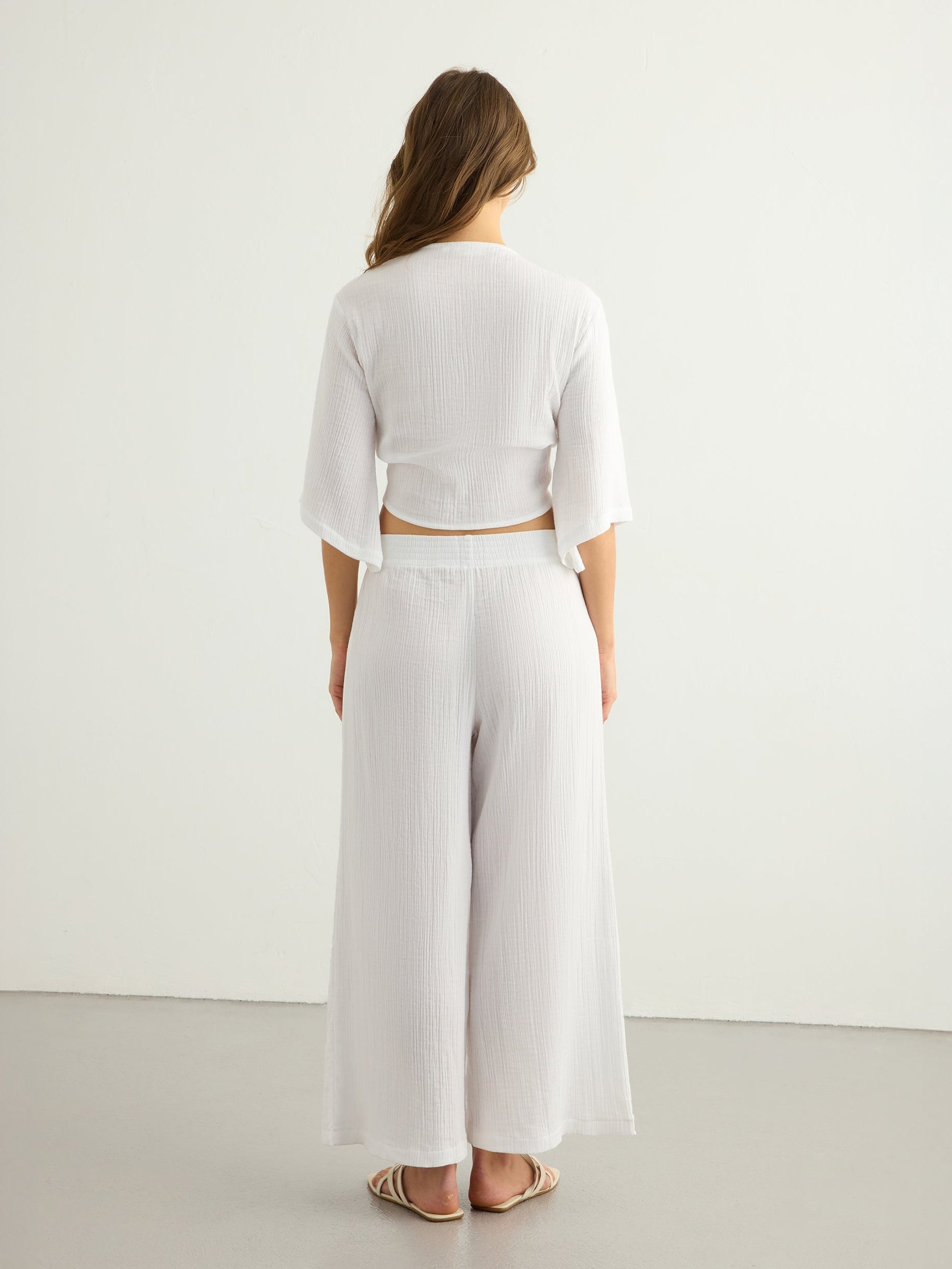 Aura Palazzo Pants - White - Sumiye Co