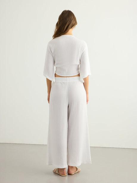 Aura Palazzo Pants - White - Sumiye Co