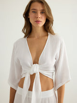 Aura Wrap Top - White - Sumiye Co