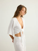 Aura Wrap Top - White - Sumiye Co