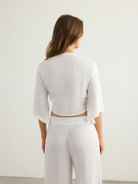 Aura Wrap Top - White - Sumiye Co