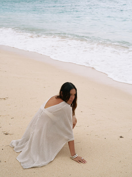 Ava Kimono - Khaki Green Stripes - Sumiye Co