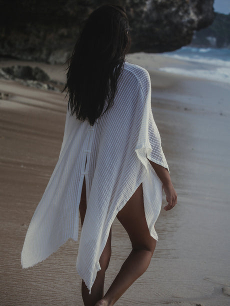 Ava Kimono - White Stripes - Sumiye Co