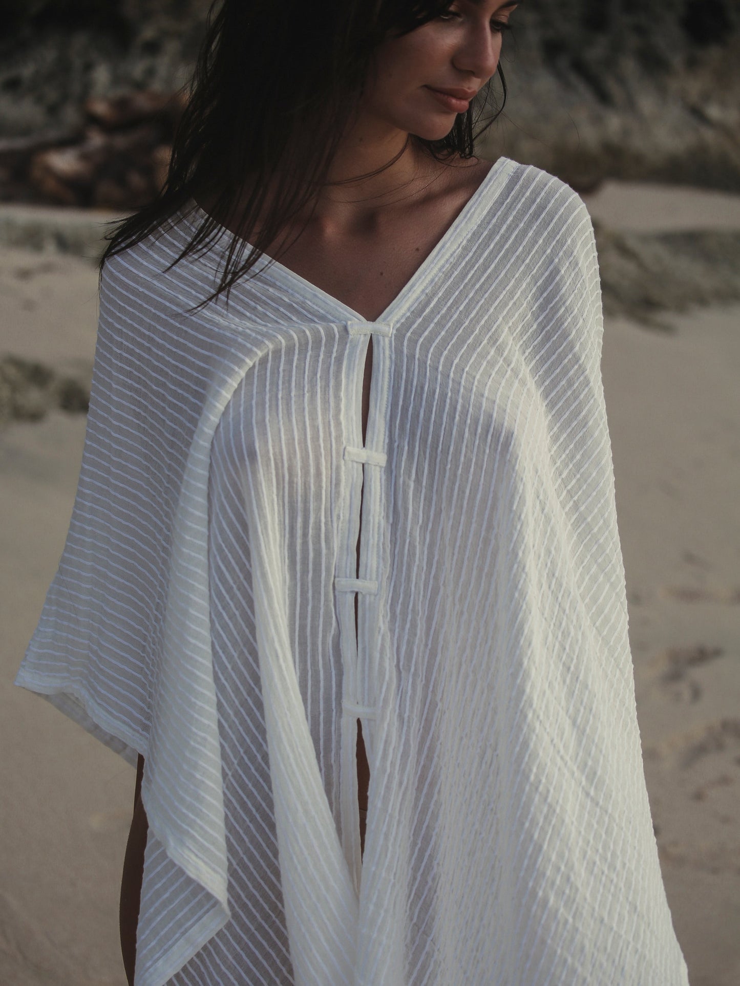 Ava Kimono - White Stripes by The Handloom