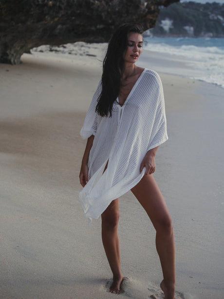 Ava Kimono - White Stripes - Sumiye Co