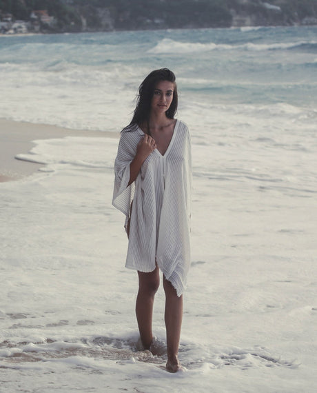 Ava Kimono - White Stripes - Sumiye Co