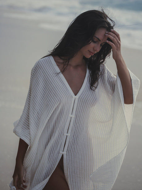 Ava Kimono - White Stripes - Sumiye Co
