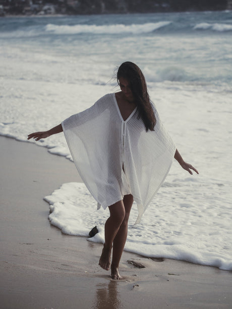 Ava Kimono - White Stripes - Sumiye Co
