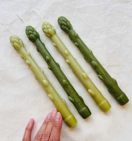 Handcrafted Asparagus Candles – Botanical Taper Candles – Set of 2 - Sumiye Co