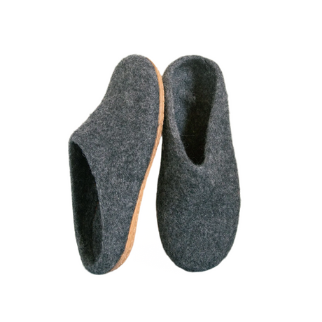Stone Gray | Mens Organic Merino Wool Slippers - Sumiye Co