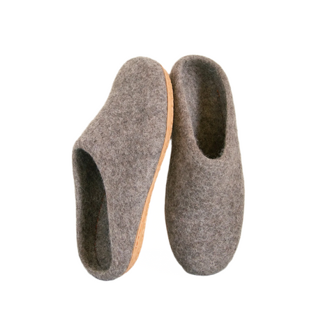 Earth Brown | Mens Organic Merino Wool Slippers - Sumiye Co