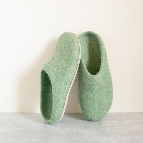 Eucalyptus Green | Luxury Organic Merino Wool Slippers - Sumiye Co