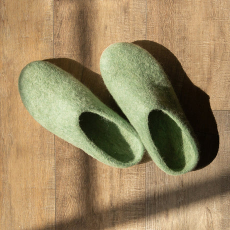 Eucalyptus Green | Luxury Organic Merino Wool Slippers - Sumiye Co