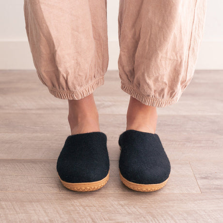 Night Black | Luxury Organic Merino Wool Slippers - Sumiye Co