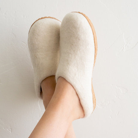Snow White | Luxury Organic Merino Wool Slippers - Sumiye Co