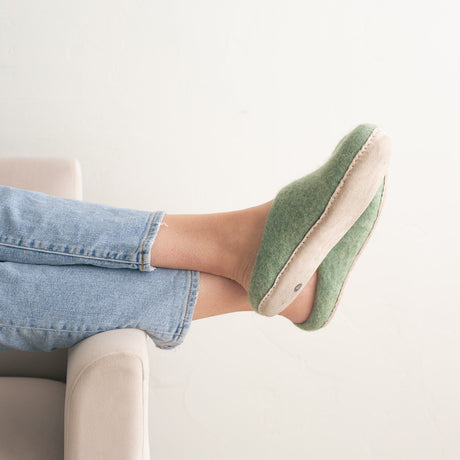 Eucalyptus Green | Luxury Organic Merino Wool Slippers - Sumiye Co