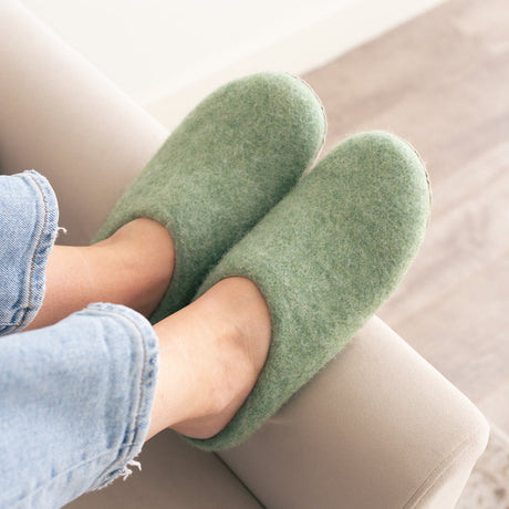 Eucalyptus Green | Luxury Organic Merino Wool Slippers - Sumiye Co