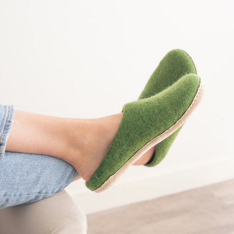 Forest Green | Luxury Organic Merino Wool Slippers - Sumiye Co