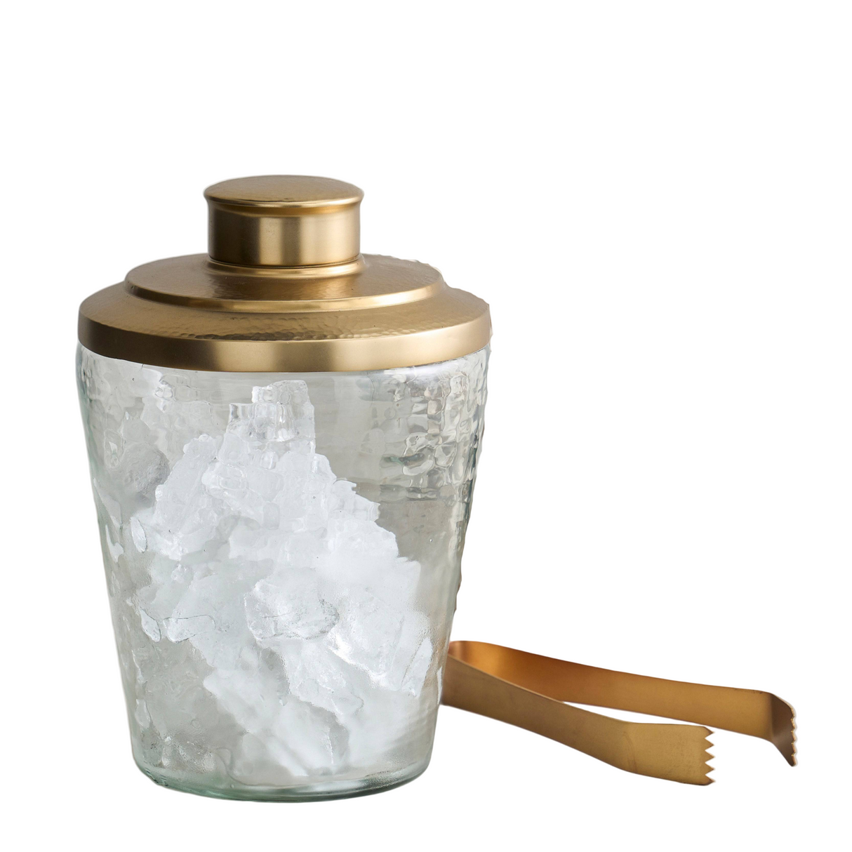 Pebbled Ice Bucket / Tongs Set