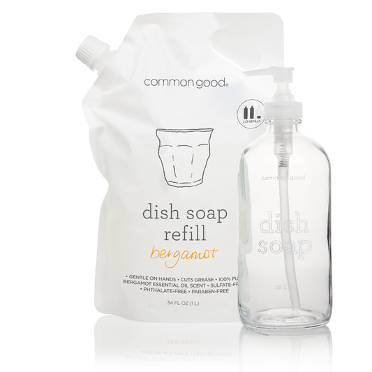Dish Soap Refill Pouch and Glass Bottle Set by Common Good