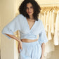 Bali Wrap Top - Baby Blue by The Handloom
