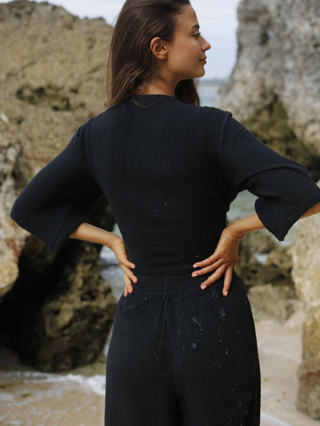 Bali Wrap Top - Black - Sumiye Co