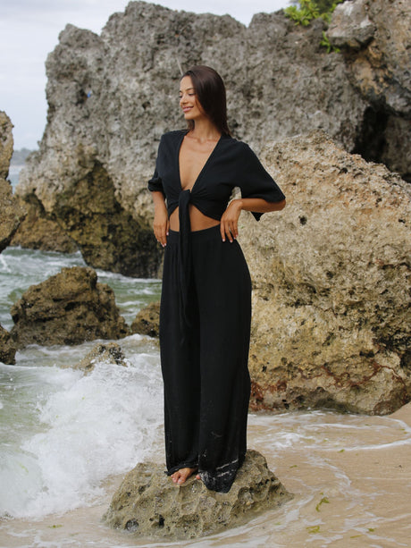 Bali Wrap Top - Black - Sumiye Co