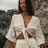 Bali Wrap Top - Natural With Gold Stripes - Sumiye Co