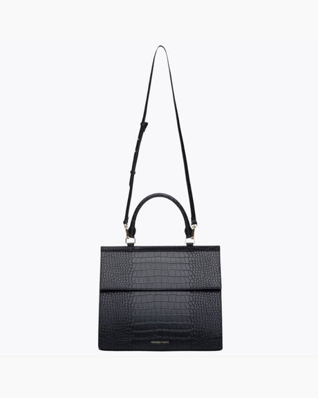 The Large Luncher - Black Croc | Designer Lunch Bags & Totes - Sumiye Co