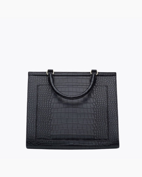 The Large Luncher - Black Croc | Designer Lunch Bags & Totes - Sumiye Co