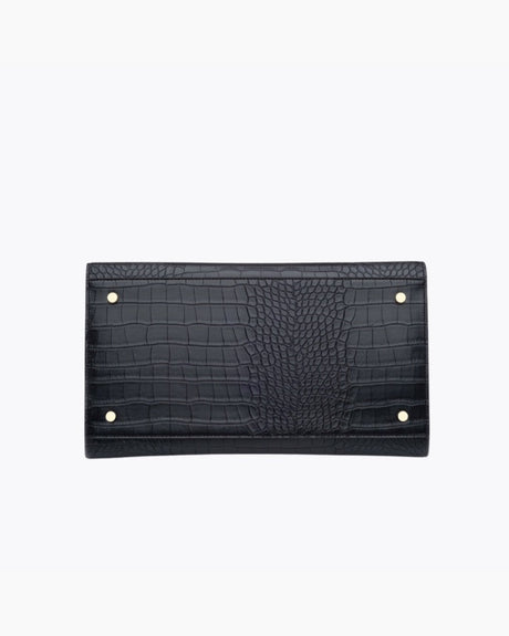 The Large Luncher - Black Croc | Designer Lunch Bags & Totes - Sumiye Co