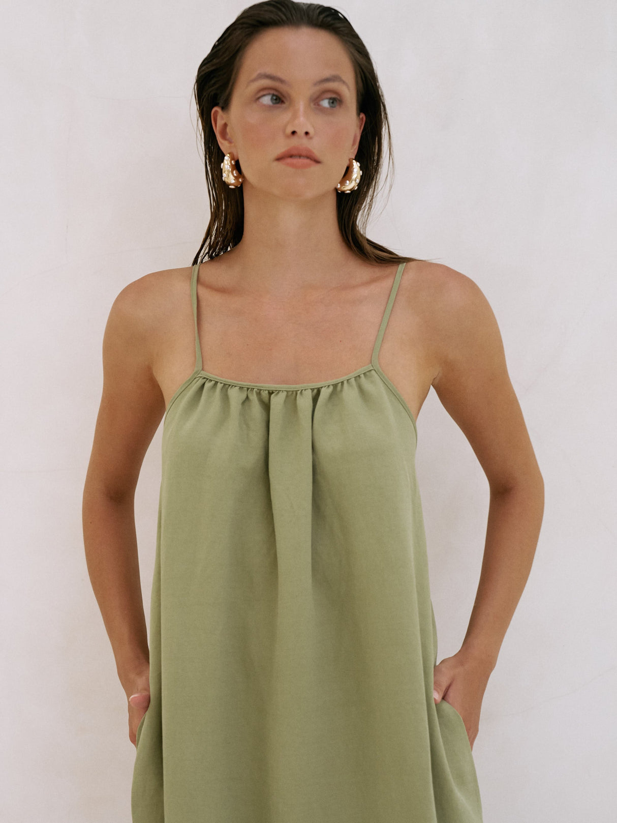 Bliss Flow Maxi Dress - Khaki Green - Sumiye Co