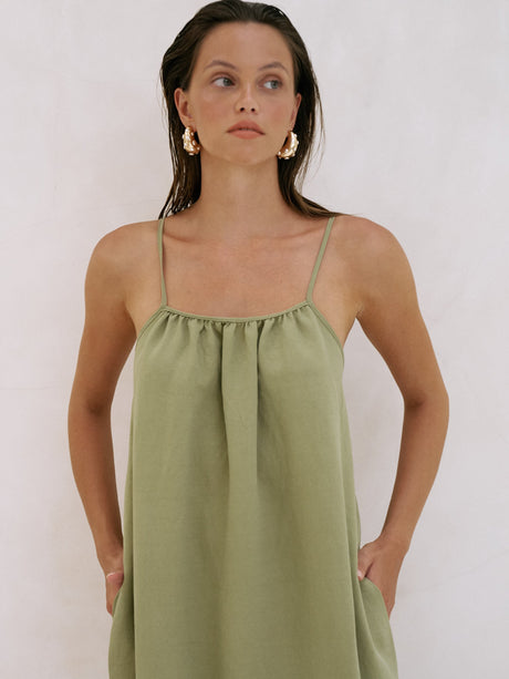 Bliss Flow Maxi Dress - Khaki Green - Sumiye Co
