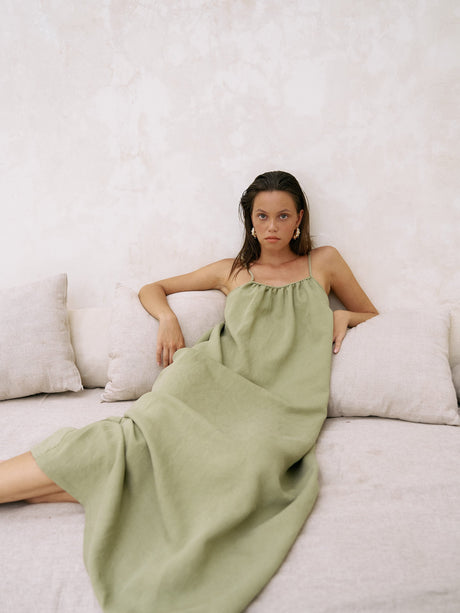 Bliss Flow Maxi Dress - Khaki Green - Sumiye Co