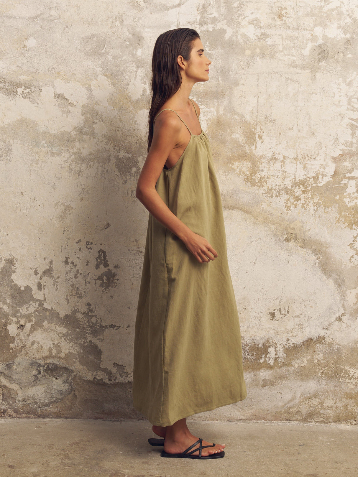 Bliss Flow Maxi Dress - Khaki Green - Sumiye Co