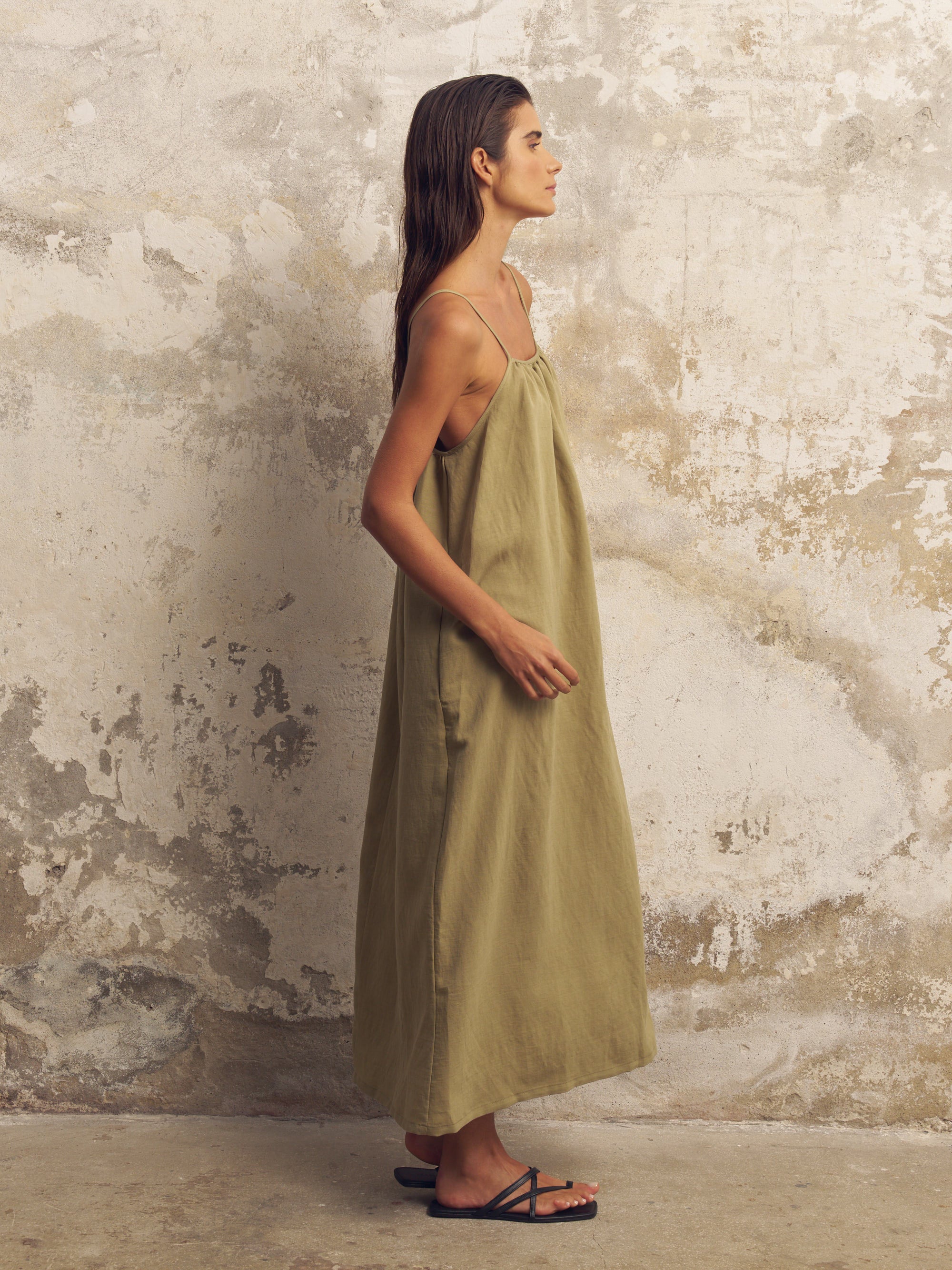 Bliss Flow Maxi Dress - Khaki Green - Sumiye Co