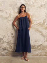 Bliss Flow Maxi Dress - Navy - Sumiye Co