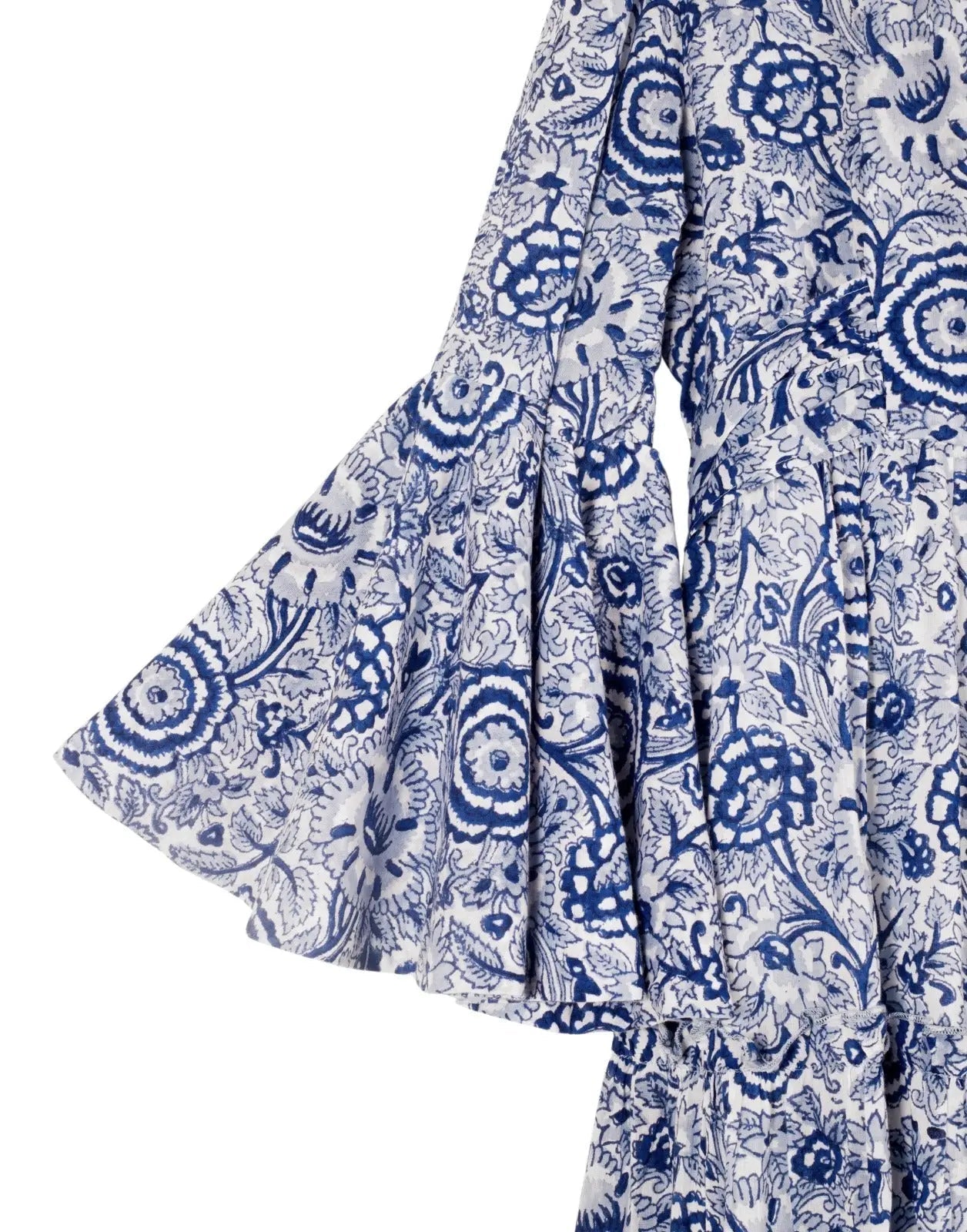 Block Printed Dress - Blue Floral-1