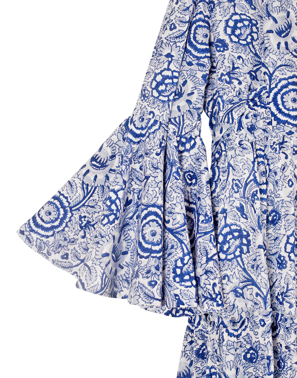 Block Printed Dress - Blue Floral-7
