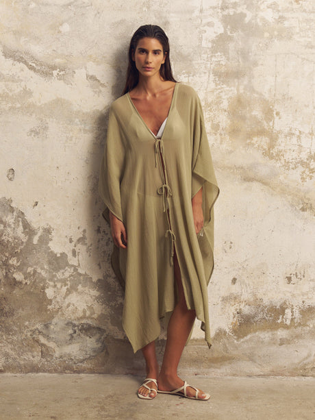 Bodrum Ties Kaftan - Khaki Green - Sumiye Co