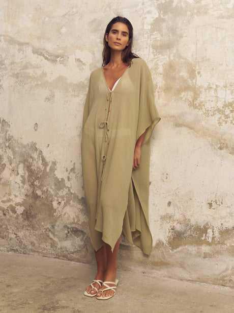 Bodrum Ties Kaftan - Khaki Green - Sumiye Co