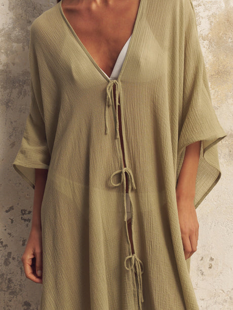Bodrum Ties Kaftan - Khaki Green - Sumiye Co