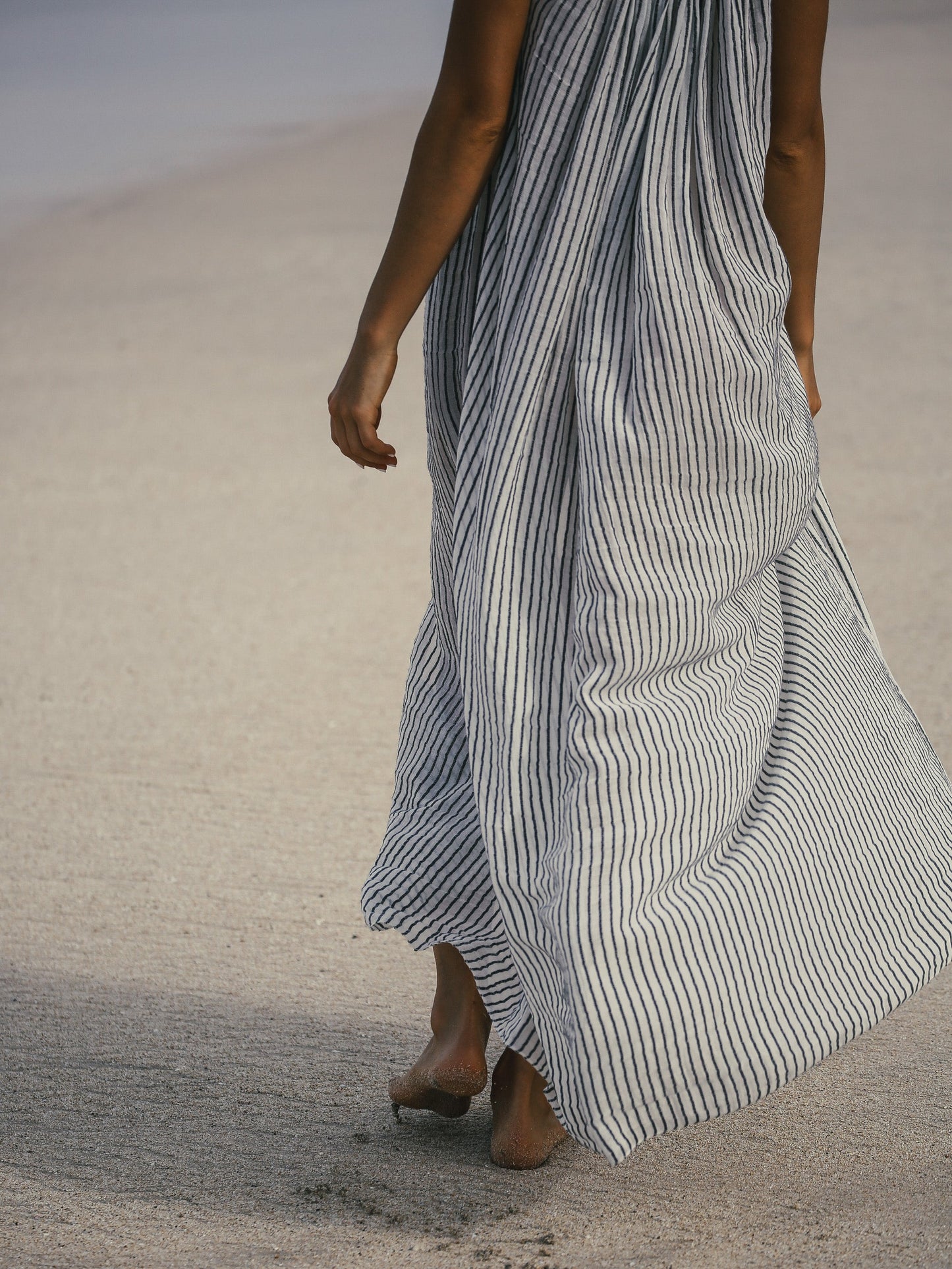 Breeze Beach Dress - Black Stripes by The Handloom