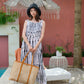Brianna Large Woven Rattan and Leather Tote Large size in Tan